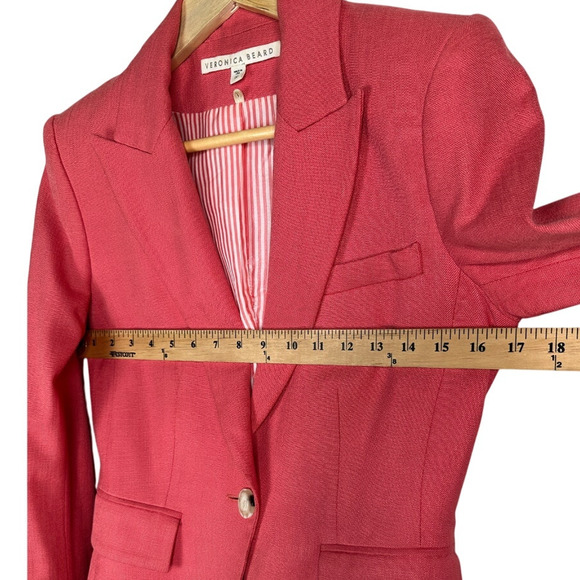 Veronica Beard XS Danielle DICKEY Jacket Fitted Peplum Melon Blazer Coral Pink 0 - Picture 11 of 13